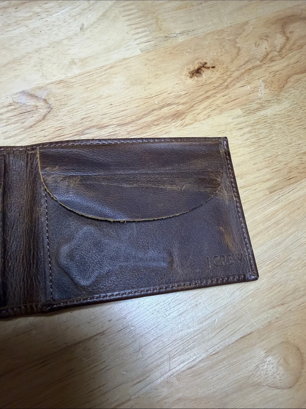 J. Crew Dark Brown Leather Bifold Card Holder